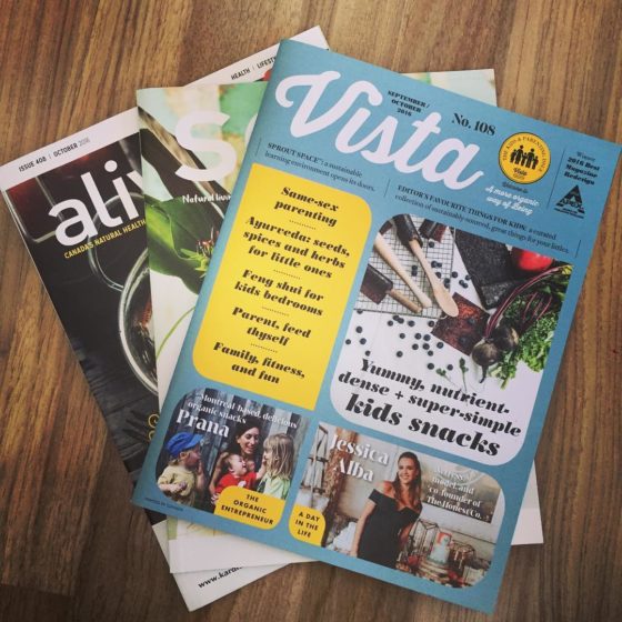 Three of my favourite magazines: @vistamagcanada @sagemagazine @alivemagstl ...great resource for #healthy living #cleanliving and #holisticliving (Check out your local health food store/@loblaws @fortinos for free copies of these magazines)